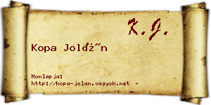 Kopa Jolán névjegykártya